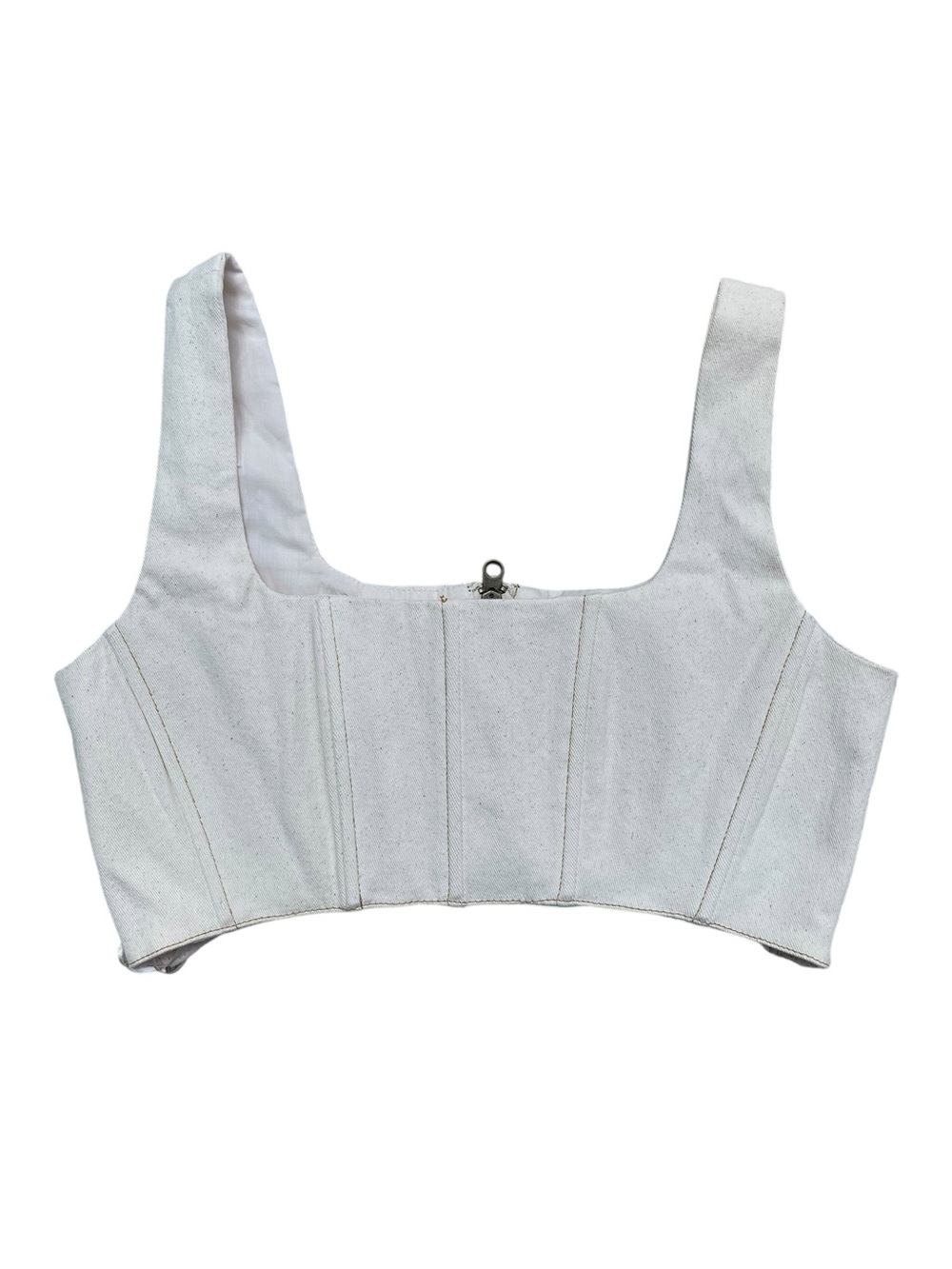 7 For All Mankind White Denim Corset Crop Top Medium NWT